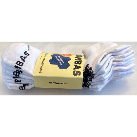 Bombas 4 Pair Pack All Purpose Performance Socks Large White Ankle Midweight NEW - Picture 6 of 7
